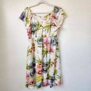Vintage Jams World Cherish Multicolor Floral V-neck Dress Large